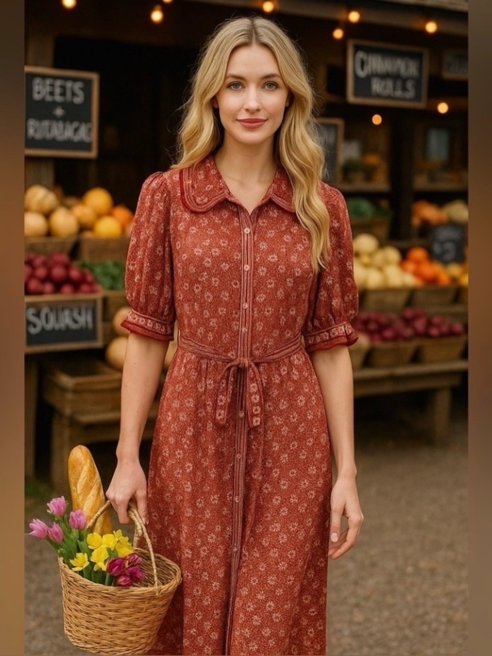 Max Studio Red Floral Midi Dress